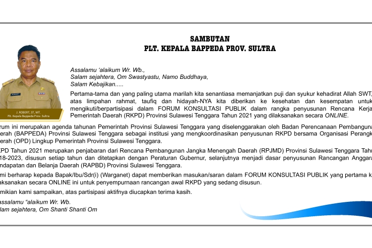 sambutan Plt Kepala Bappeda